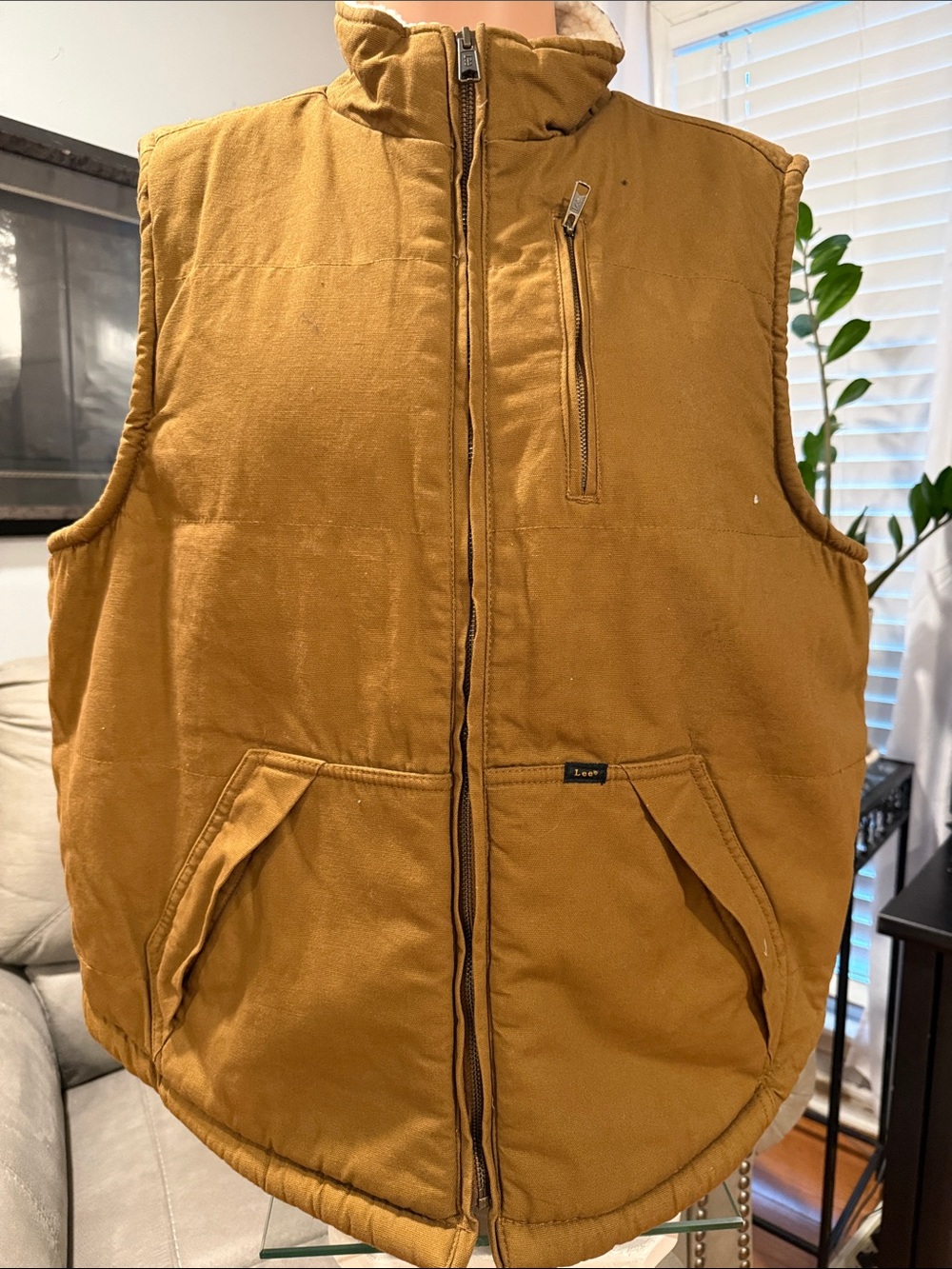 Lee Mens Quilted Vest in Mustard